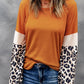 Leopard Sequin Patchwork Long Sleeve Top