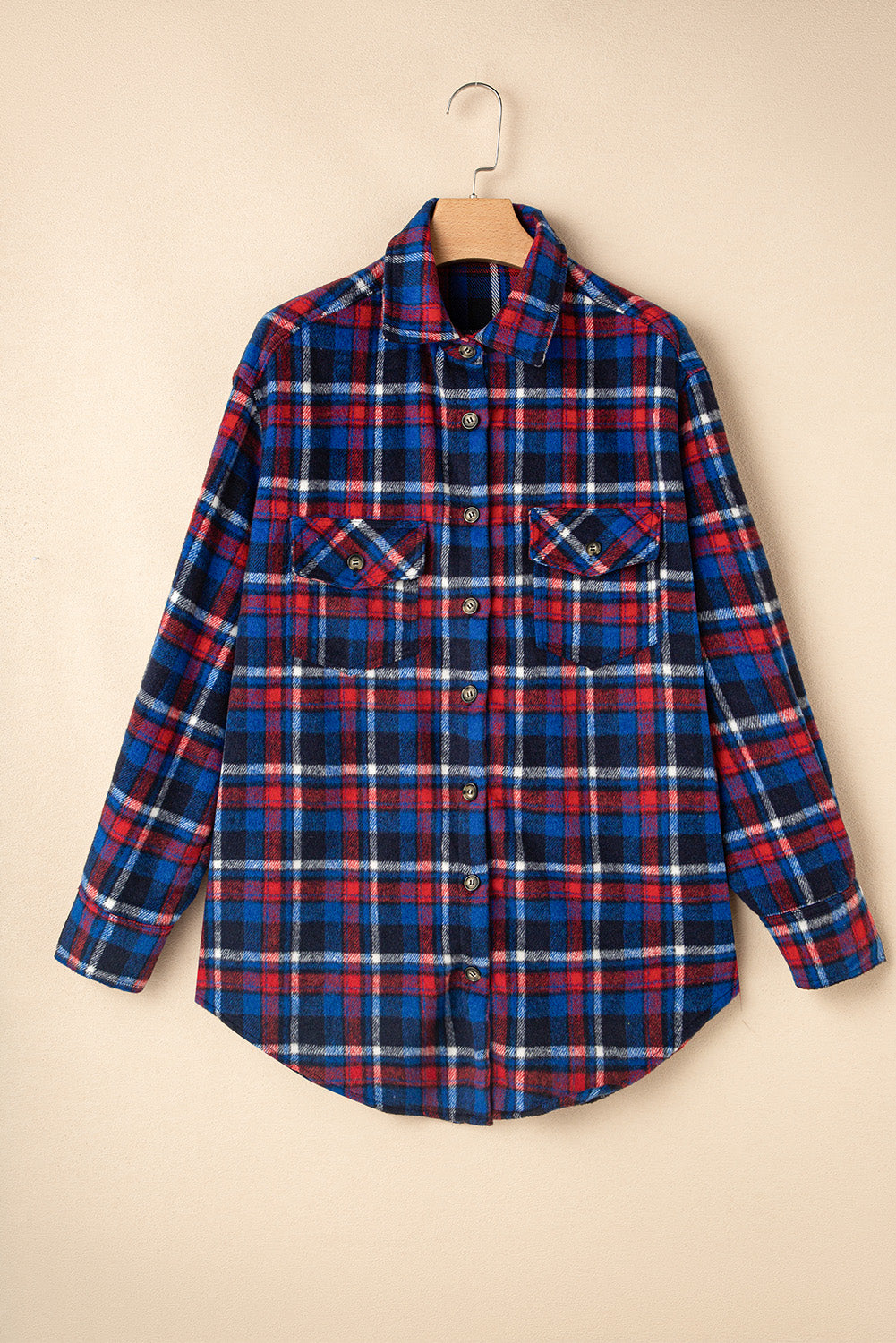 Plaid Flap Pocket Button Up Shacket
