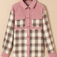 Plaid Corded Patchwork Flap Pocket Shacket