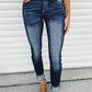 Vintage Washed Two-button High Waist Skinny Jeans