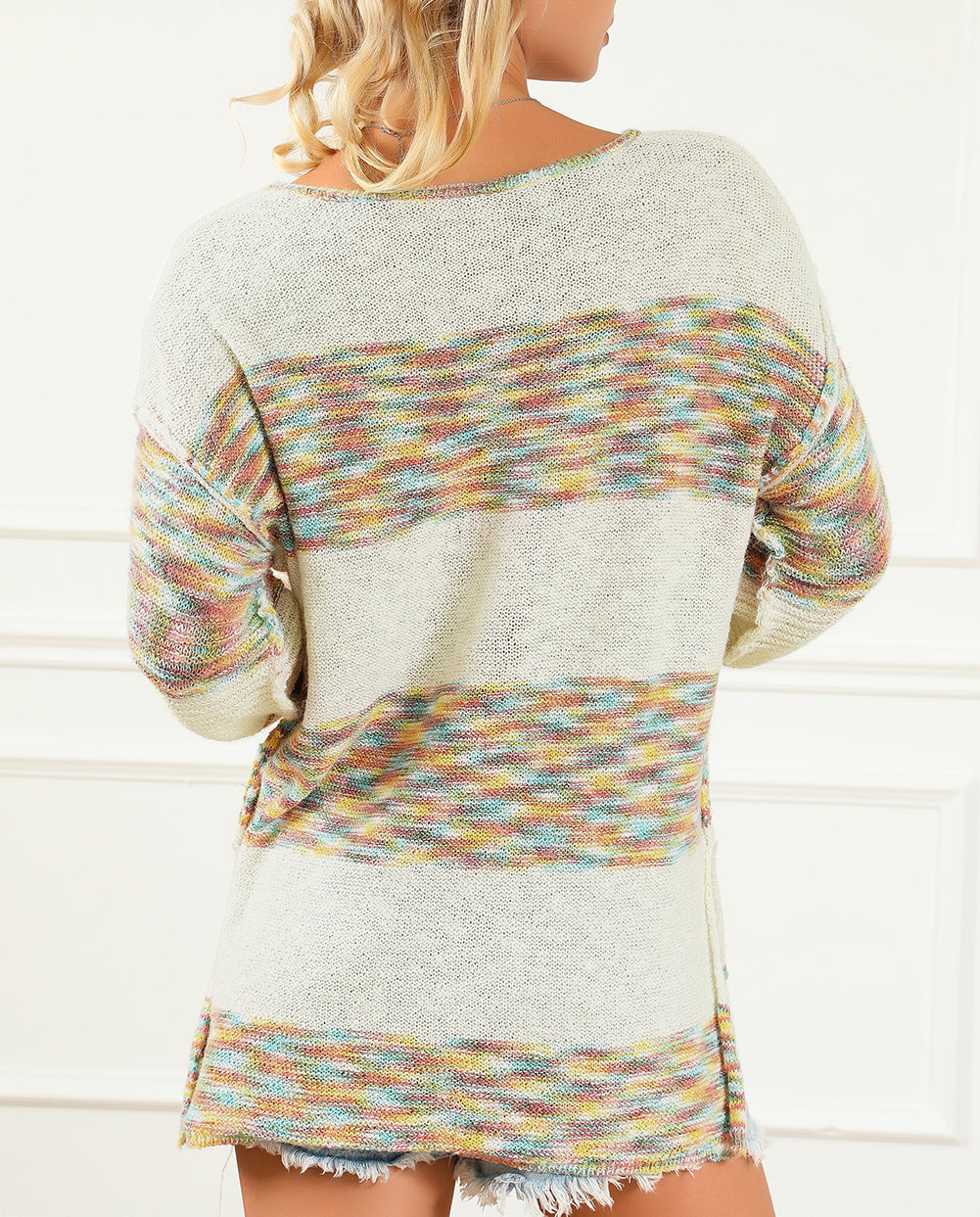 Space Dye Henley Knit Sweater