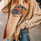 Plaid Pumpkin Graphic Washed Split Sweatshirt