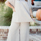 Plus Size Textured Collared Top and Pants Set