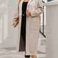 Plus Size Colorblock Lapel Collar Long Coat