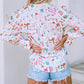 Multicolor Abstract Print Lantern Sleeve Casual Shirt
