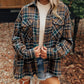 Plaid Print Chest Pockets Buttoned Shirt Jacket
