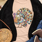 Thanksgiving Turkey Print Round Neck T Shirt