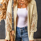 Crochet Lace Sleeve Ribbed Knit Cardigan