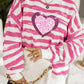 Dyed Stripes Glitter Heart Graphic Sweatshirt