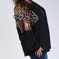 Leopard Sequin Patch Plus Size Long Sleeve Top