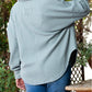 Textured Turn-down V Neck Drop Shoulder Plus Size Top