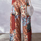 Boho Patchwork Print Drawstring Wide Leg Pants