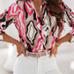 Abstract Print Roll-tab Sleeve Chest Pocket Shirt