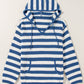 Stripe V Neck Pocketed Drawstring Hooded Sweater