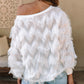 Zigzag Fringed Boat Neck Sweater