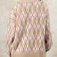 Rhombus Pattern Knit Sweater Cardigan
