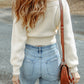 Ribbed Long Sleeve Surplice Crop Sweater