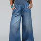 Smocked Waist Wide Leg Jeans