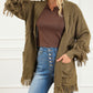 Fringe Trim Cable Knit Open Cardigan