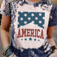 AMERICA Stars Bleached Print Short Sleeve Graphic Tee