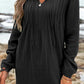 Casual Pleated V Neck Textured Loose Top