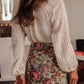 V-Neck Long Sleeve Button Up Lace Shirt