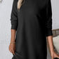 Solid Color Textured Long Sleeve Shift Dress