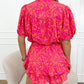 Abstract Print Puff Short Sleeve Ruffled Mini Dress