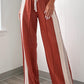 Color Block Drawstring High Waist Wide Leg Pants