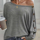 Solid Color Button Decor Dolman Sleeve Top