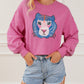 Chic Tiger Embroidered Casual Sweatshirt
