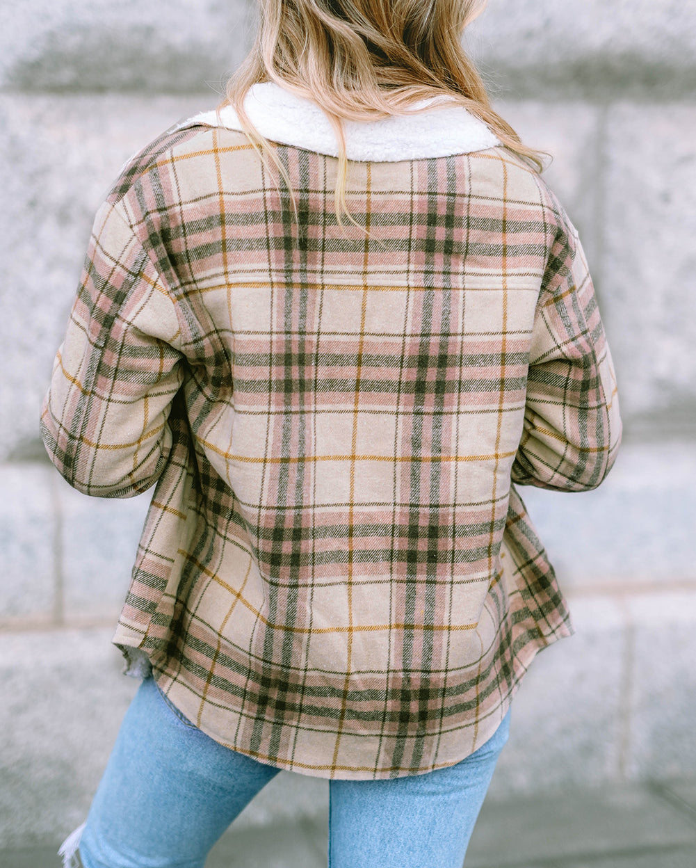 Winter Sherpa Lined Plaid Shacket with Chest Pockets