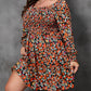 Plus Size Smocked Long Sleeve Floral Dress