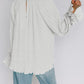 Striking Pleated Flared Cuff Long Sleeve Blouse