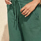 Crinkle Textured Drawstring High Waist Wide Leg Pants