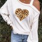 Leopard Sequined Love Heart One Shoulder Top
