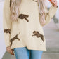 Cheetah Print High Neck Split Hem Sweater