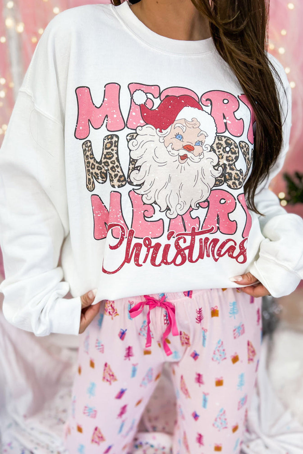 MERRY Christmas Santa Claus Print Crewneck Sweatshirt