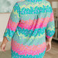 Leopard Stripes 3/4 Rolled Sleeve Plus Size Top