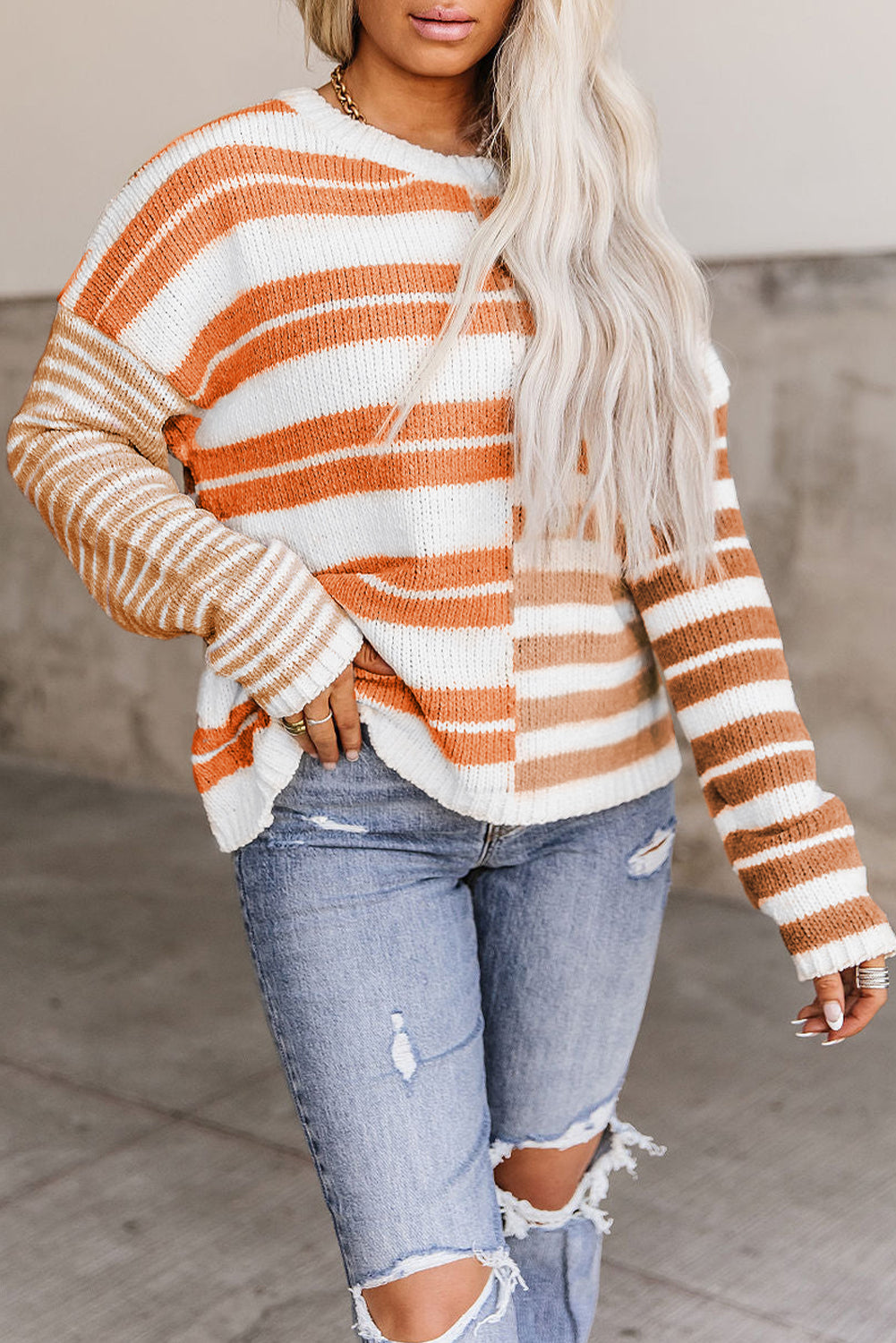 Blocked Drop Shoulder Slouchy Sweater