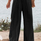 Shirred High Waist Plus Size Wide Leg Pants
