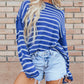 Stripe Drop Shoulder Casual Sweater