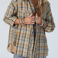 Waffle Knit Patchwork Hooded Plaid Shacket