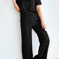 Solid Color T Shirt 2pcs Wide Leg Pants Set