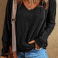 V Neck Center Seam Long Sleeve Tee