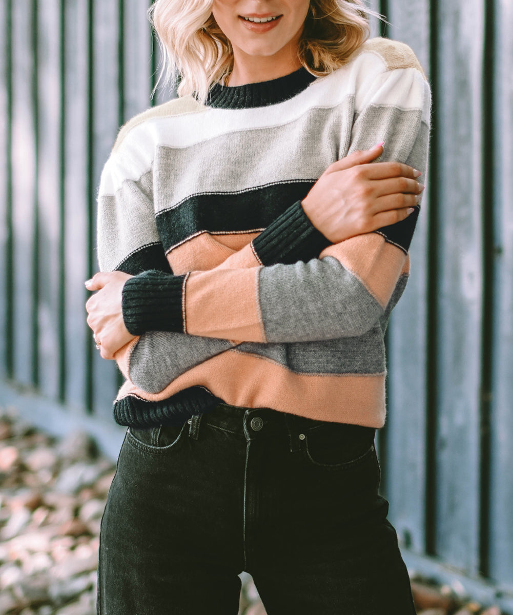 Striped Color Block Casual Sweater