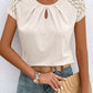 Contrast Lace Sleeve Keyhole Decor Top