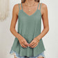Double Straps Eyelet Flared Tank Top
