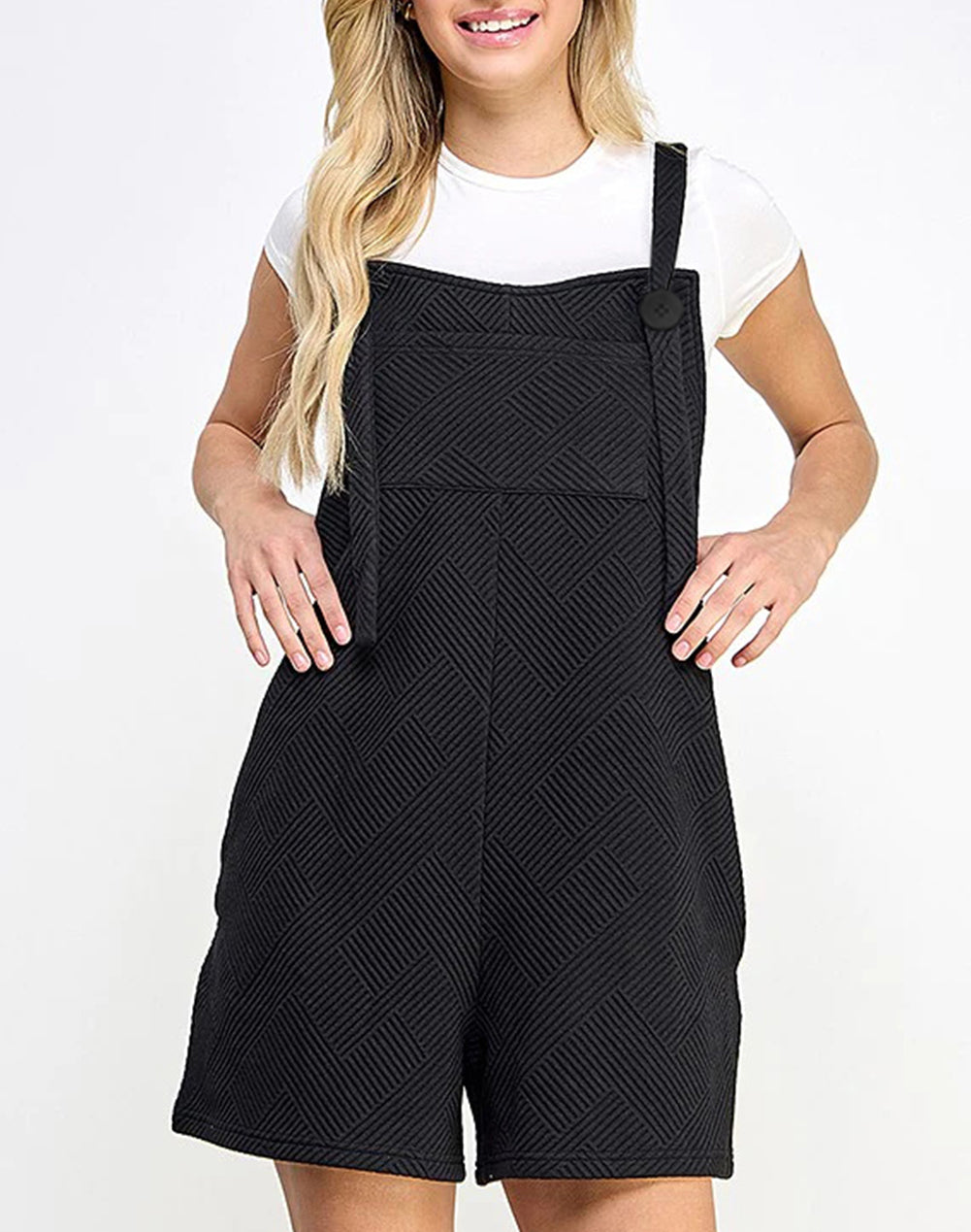 Adjustable Straps Textured Romper