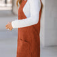 Solid Front Pockets Sleeveless Corduroy Overall Dress